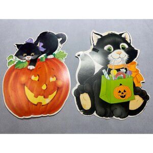Vintage 1987 Hallmark & Eureka Halloween Cat Cutouts
